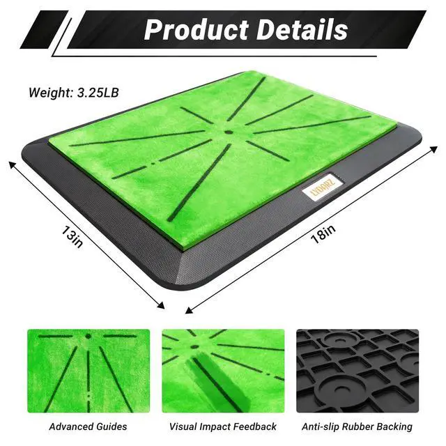 Alt view image 3 of 7 - Portable & Foldable Golf Practice Mat Dual-Turf Golf Hitting Mat for Indoor & Outdoor Swing and Chipping Fairway & Rough Turf Golf Training Mat for Backyard and Home (Heavy Duty Suede Mat)