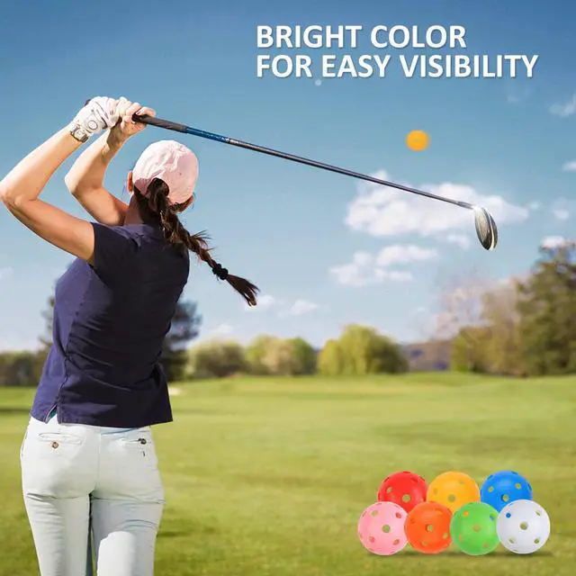 Alt view image 5 of 7 - Practice Golf Balls 24 Pack, 42mm Plastic Golf Balls, Practice Golf Balls for Backyard, Training Golf Balls for Swing Practice (Multicolor)