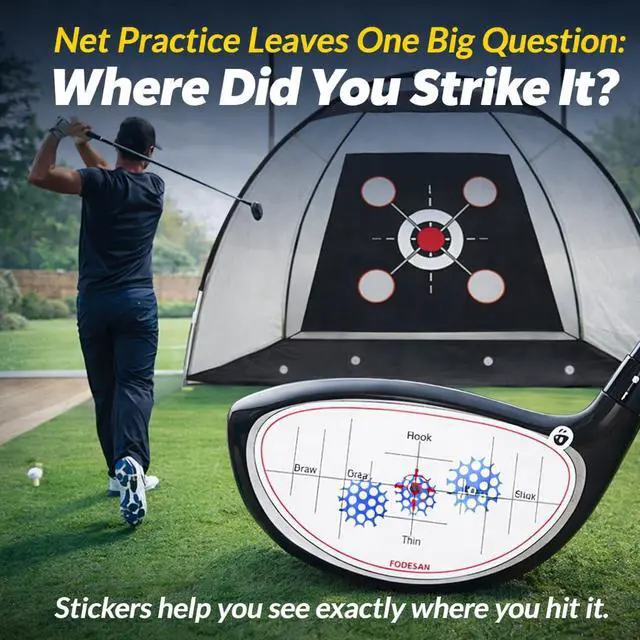 Alt view image 6 of 7 - Golf Impact Tape, Club Face Impact Stickers for Drivers Irons & Woods, Instant Strike Feedback, Golf Training Aid for Simulator, Hitting Net & Home Practice, Golf Gifts for Men, 150 PCS