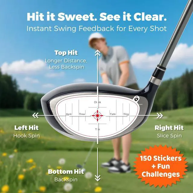 Alt view image 7 of 7 - Golf Impact Tape, Club Face Impact Stickers for Drivers Irons & Woods, Instant Strike Feedback, Golf Training Aid for Simulator, Hitting Net & Home Practice, Golf Gifts for Men, 150 PCS