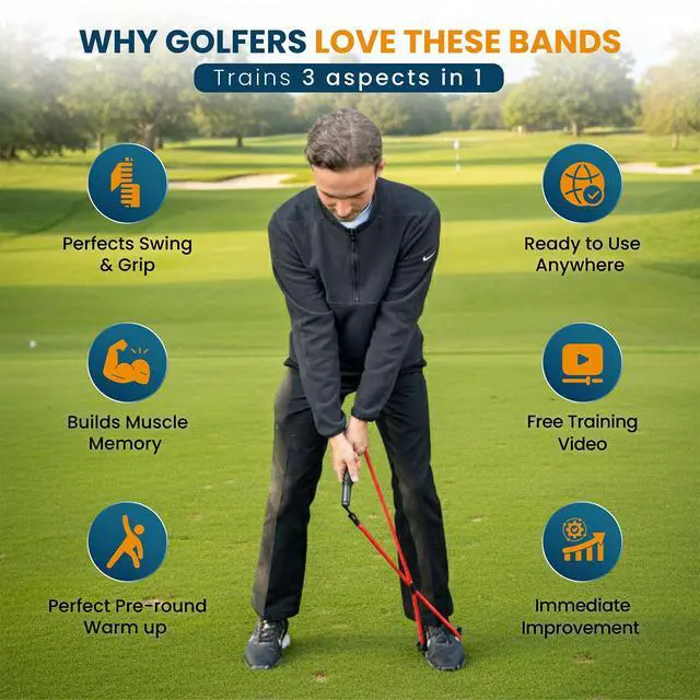 Alt view image 6 of 7 - Golf Swing & Grip Accuracy & Power Trainer | Resistance Band Training Aid for Swing Path, Grip & Muscle Memory | Pre-Round Warm-Up & Practice Tool | Golf Training Aids & Accessories | Right Hand Only