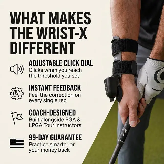Alt view image 4 of 7 - Wrist-X Golf Swing Training Aid Adjustable Golf Wrist Trainer with Audible Click Feedback (070°) Develop Correct Wrist Hinge Posture & Muscle Memory Works with Both Right & Left Hand