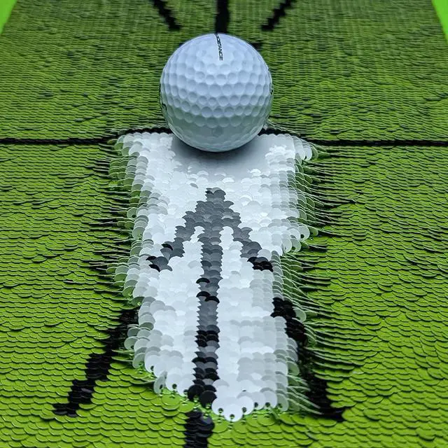 Alt view image 7 of 7 - Golf: Mat Pro - Swing Training Aid, Sequin Tech Surface, Analyze Swing Path & Ball Impact, Portable in- Outdoor, 19.25" Sports Accessory