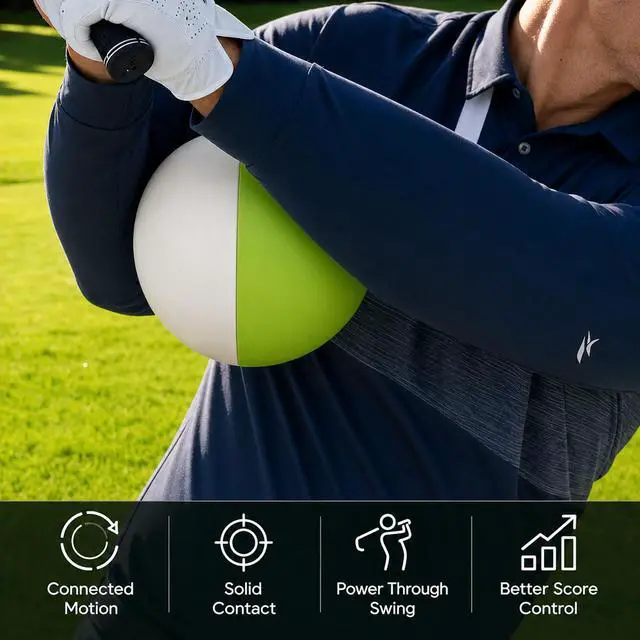 Alt view image 3 of 6 - Golf Swing Trainer Ball, Forearm Connection Training Aid with Adjustable Lanyard, Soft Memory Foam Golf Practice Ball to Fix Chicken Wing, Slicing & Scooping