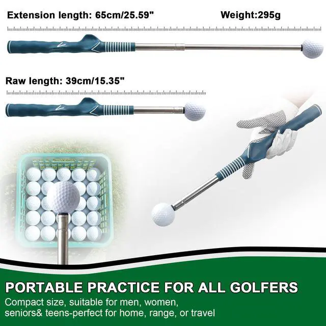 Alt view image 6 of 6 - Golf Grip Trainer, Retractable Golf Swing Trainer Right Handed, Golf Swing Training Aid for Beginners, Grip Trainer for Advanced Swing Mechanics, Indoor Outdoor Tempo Stick