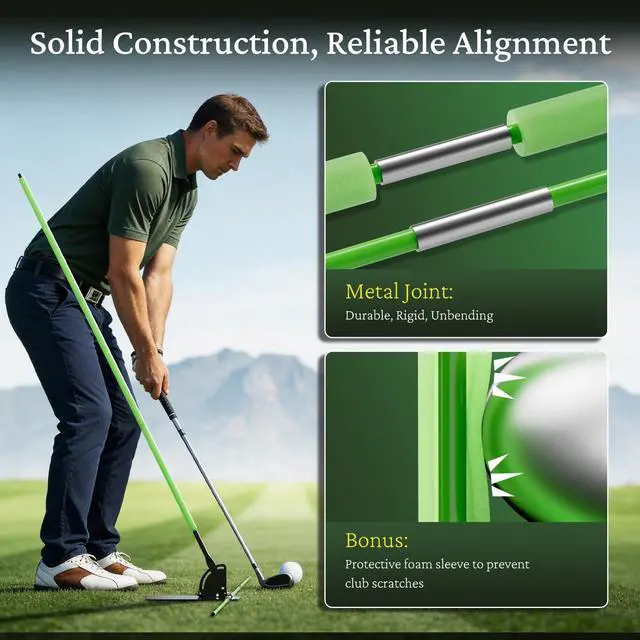 Alt view image 3 of 7 - Golf Alignment Sticks Holder with Angle Adjustment, Metal Base & Metal Threaded Connectors, Golf Training Aid for Putting, Full Swing, Posture Correction, Golf Swing Trainer for Men and Women