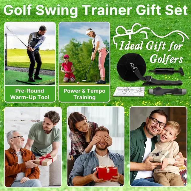 Alt view image 7 of 7 - Golf Training Aids Kit, 3-in-1 Swing Training Set with Trainer Grip, Impact Tape for Golf Clubs, Inflatable Golf Training Ball, Pump and Adjustable Lanyard to Improve Swing Habits for Golfers