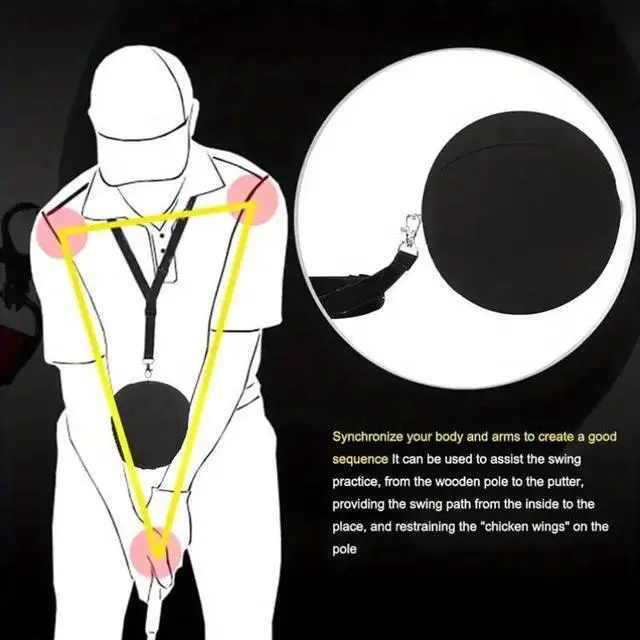 Alt view image 2 of 6 - 3-Piece Golf Swing Trainer Set - Arm Band, Impact Ball & Posture Aid - Boost Skills for All Levels (Black-Black-Yellow)