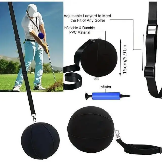 Alt view image 3 of 6 - 3-Piece Golf Swing Trainer Set - Arm Band, Impact Ball & Posture Aid - Boost Skills for All Levels (Black-Black-Yellow)