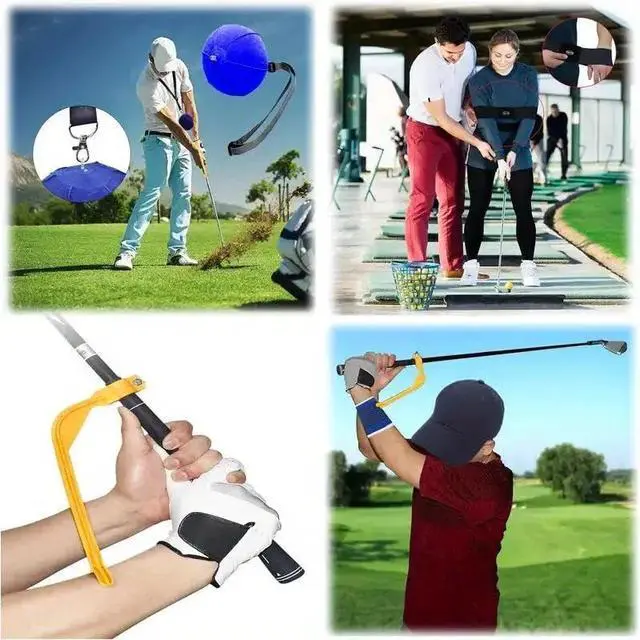 Alt view image 4 of 6 - 3-Piece Golf Swing Trainer Set - Arm Band, Impact Ball & Posture Aid - Boost Skills for All Levels (Black-Black-Yellow)