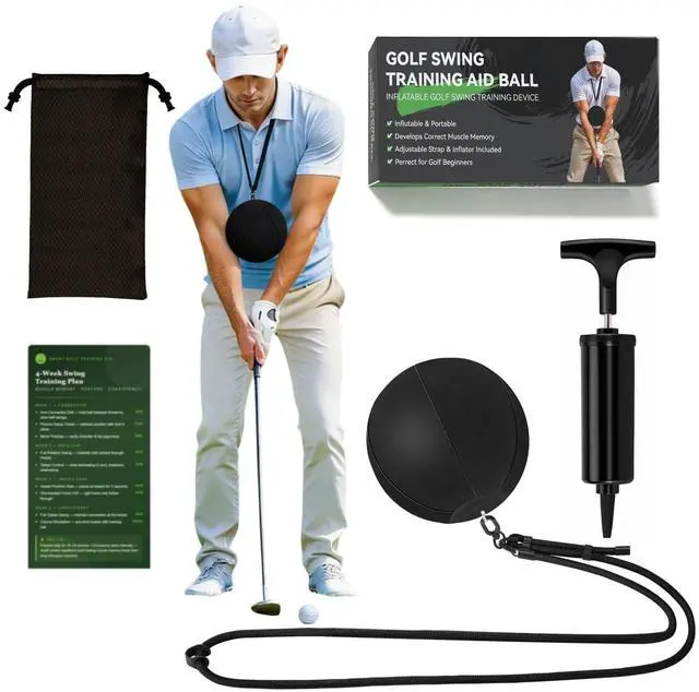 Main image of Golf Swing Trainer Aid Adjustable Swing Training Ball for Beginners Helps Fix Swing Posture & Build Muscle Memory Durable No-Leak Design with Training Guide & Storage Bag (YP-0509, s1)