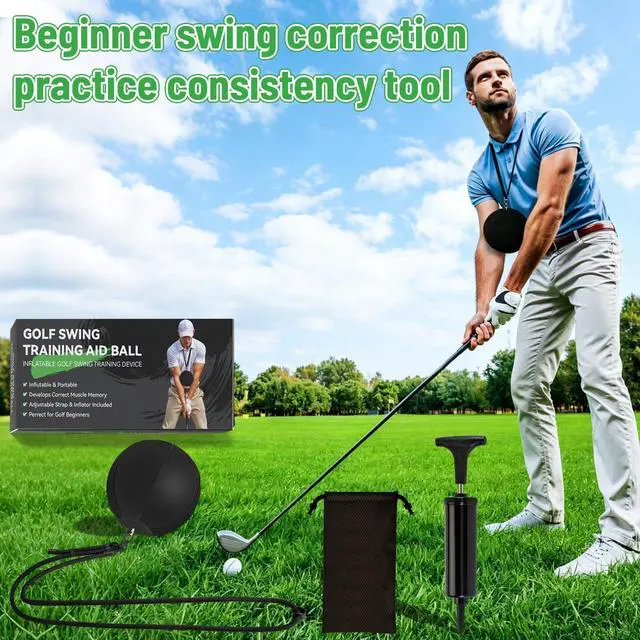 Alt view image 5 of 7 - Golf Swing Trainer Aid Adjustable Swing Training Ball for Beginners Helps Fix Swing Posture & Build Muscle Memory Durable No-Leak Design with Training Guide & Storage Bag (YP-0509, s1)