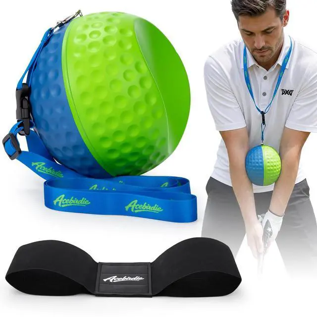 Main image of Golf Training Aid, Golf Swing Trainer - Golf Training Aid Ball with Arm Band for Impact Precision & Consistent Swings | Fix Slicing, Scooping & Chicken-Wing - Soft Memory Foam (Medium)