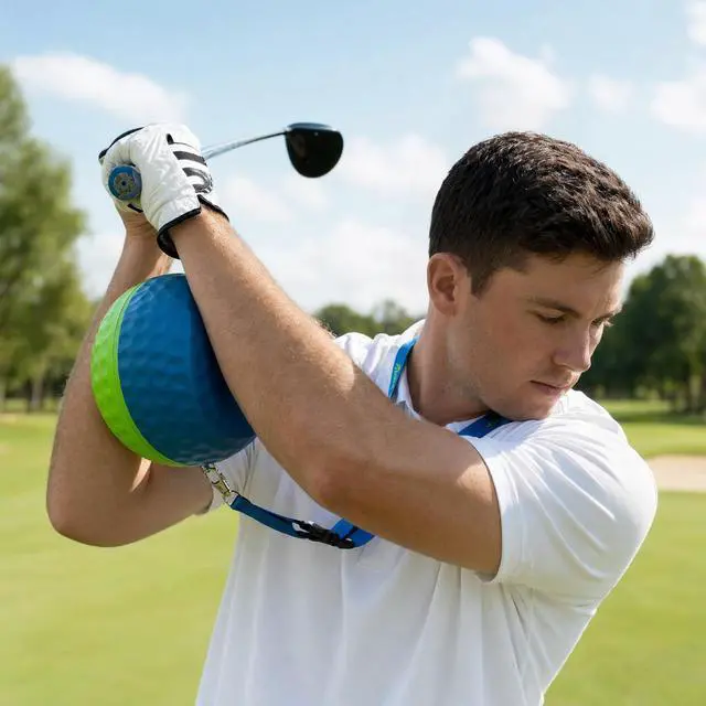 Alt view image 2 of 7 - Golf Training Aid, Golf Swing Trainer - Golf Training Aid Ball with Arm Band for Impact Precision & Consistent Swings | Fix Slicing, Scooping & Chicken-Wing - Soft Memory Foam (Medium)