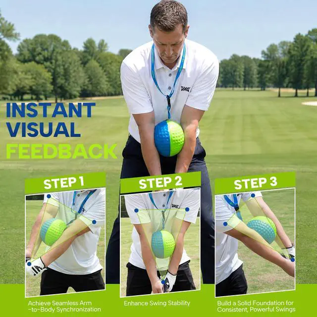 Alt view image 3 of 7 - Golf Training Aid, Golf Swing Trainer - Golf Training Aid Ball with Arm Band for Impact Precision & Consistent Swings | Fix Slicing, Scooping & Chicken-Wing - Soft Memory Foam (Medium)