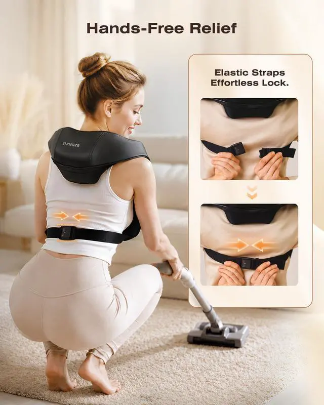 Alt view image 5 of 7 - Cordless Neck Massager with Graphene Heating & Brushless Motor, Compact Design Back and Shoulder Massager for Pain Relief Deep Tissue, Hands-Free Straps, 4D Shiatsu Kneading, Gift for Dad Mom
