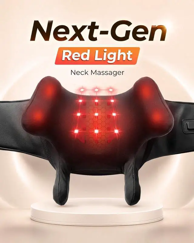 Alt view image 3 of 7 - Red Light Neck Massager with Heat, 6D Shiatsu, 660nm & 850nm