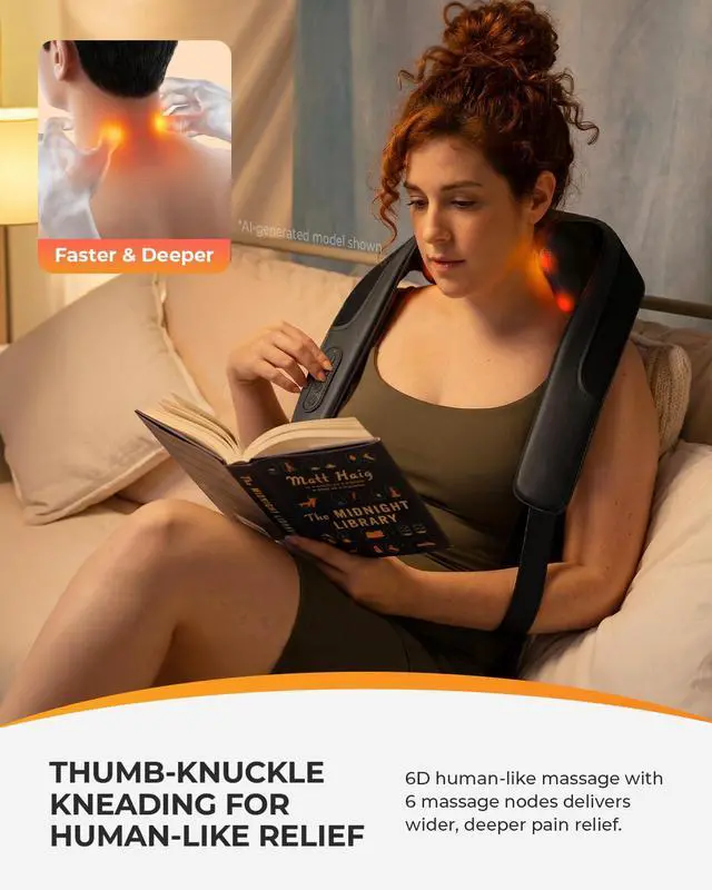 Alt view image 6 of 7 - Red Light Neck Massager with Heat, 6D Shiatsu, 660nm & 850nm