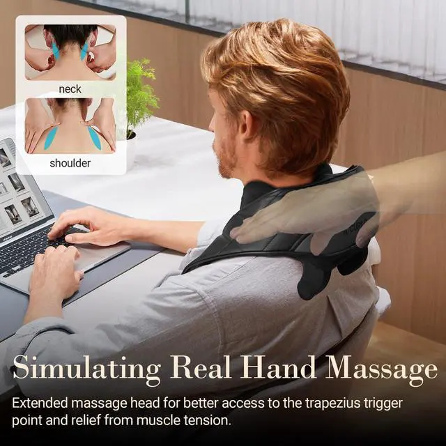 Alt view image 4 of 7 - Cordless Neck Massager with Heat, FSA Eligible HSA Store 4D Deep Kneading Neck Massager for Pain Relief Deep Tissue, Neck and Shoulder Massager for Back, Waist, Birthday Gifts for Women Men