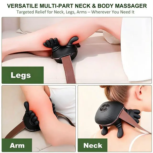 Alt view image 7 of 7 - Neck Massager with Heat, Cordless 4D Kneading Neck Shoulder Back Massager, Deep Tissue Pain Relief Massager with Bionic Fingers & Screen, Ideal Gift for Men Women(Black)