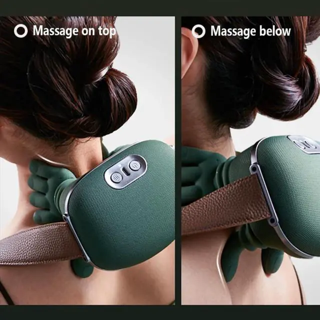 Alt view image 3 of 7 - ZoserX - Bionic Heated Massager, Portable Shiatsu Neck and Back Massager, Electric Deep Tissue 4D Kneading Massage, Simulated Human Hand Design for Pain Relief and Muscle Relax (Green)
