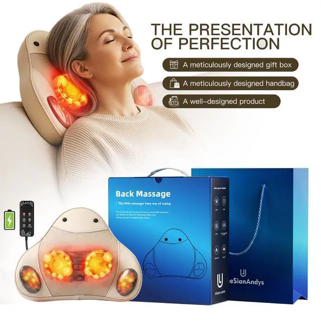 Alt view image 3 of 7 - Asdys Back Massager with Heat, 4D Shiatsu Kneading Deep Tissue Electric Massager for Neck Shoulder Leg Back, Portable Rechargeable Cordless for Home Office Sofa Bed, for Men Women Mom Dad
