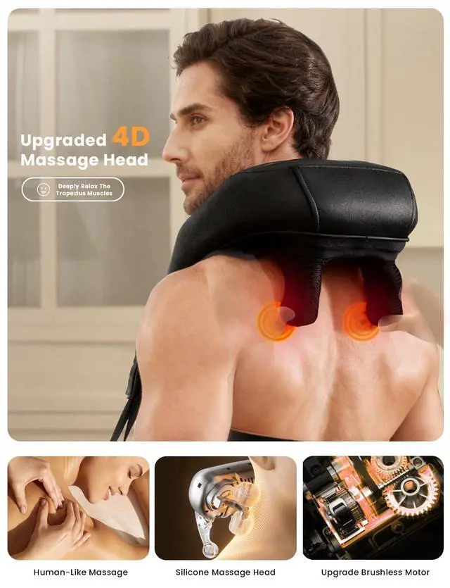Alt view image 3 of 7 - Shiatsu Neck with Heat for Pain Relief Deep Tissue, Upgraded Adjustable Width 4D Kneading Shoulder Massage, Electric Back Massage Pillow, Gifts for Women Men Mom Dad, Mothers Day