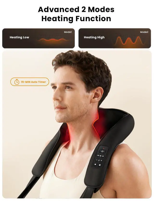 Alt view image 6 of 7 - Shiatsu Neck with Heat for Pain Relief Deep Tissue, Upgraded Adjustable Width 4D Kneading Shoulder Massage, Electric Back Massage Pillow, Gifts for Women Men Mom Dad, Mothers Day