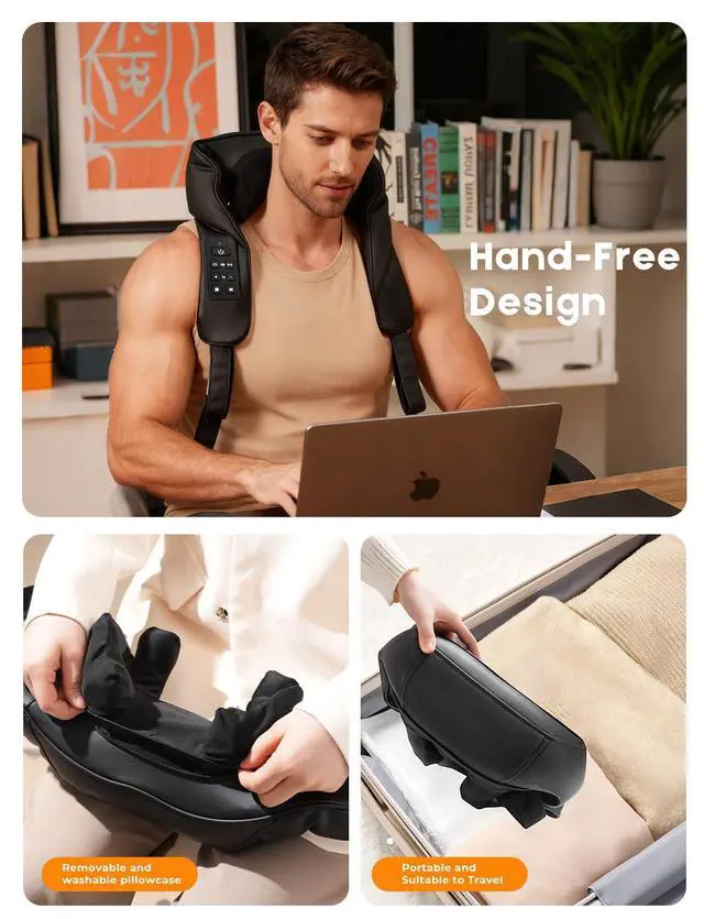 Alt view image 7 of 7 - Shiatsu Neck with Heat for Pain Relief Deep Tissue, Upgraded Adjustable Width 4D Kneading Shoulder Massage, Electric Back Massage Pillow, Gifts for Women Men Mom Dad, Mothers Day