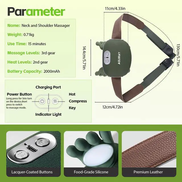 Alt view image 5 of 7 - Neck and Shoulder Massager, Wireless 4D Shiatsu Heated Neck Massager