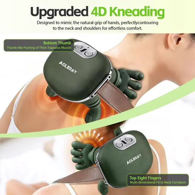 Alt view image 3 of 7 - Neck and Shoulder Massager, Wireless 4D Shiatsu Heated Neck Massager