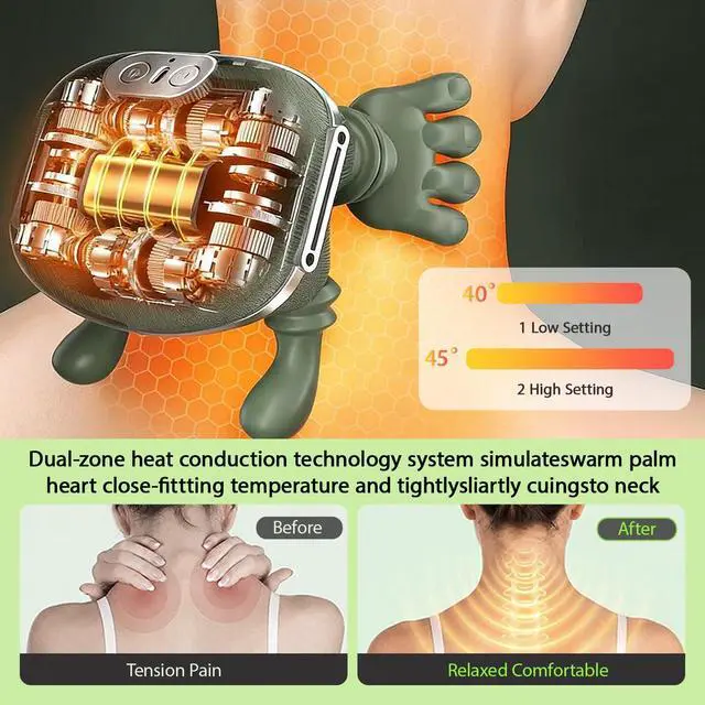 Alt view image 4 of 7 - Neck and Shoulder Massager, Wireless 4D Shiatsu Heated Neck Massager