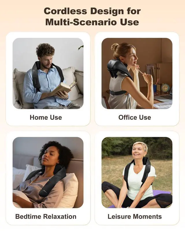Alt view image 5 of 7 - Neck and Back Massager with Soothing Heat, FSA Eligible, Cordless Neck Shoulder Massager, Upgraded 4D Shiatsu Deep Kneading Massage for Back Shoulder,Gifts for Family,Friends