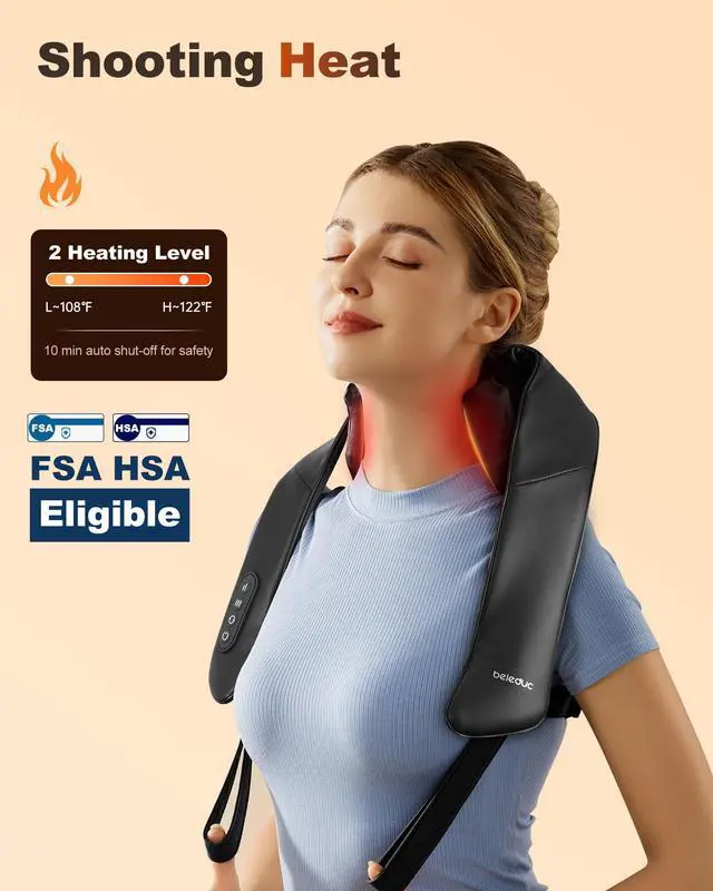 Alt view image 2 of 7 - Neck and Back Massager with Soothing Heat, FSA Eligible, Cordless Neck Shoulder Massager, Upgraded 4D Shiatsu Deep Kneading Massage for Back Shoulder,Gifts for Family,Friends
