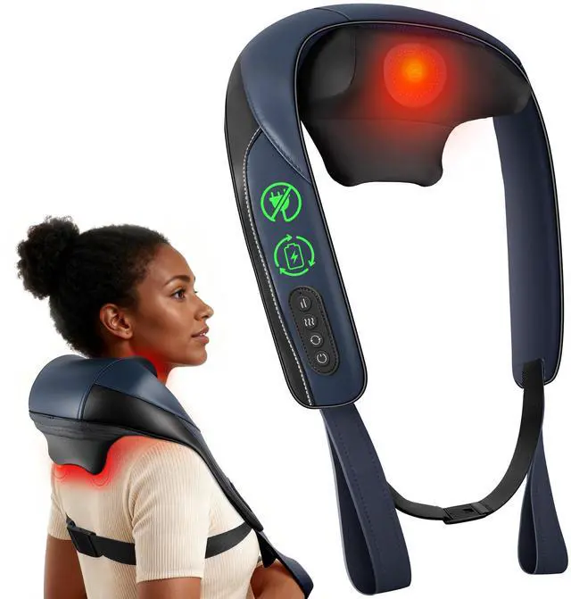 Main image of 2026 Cordless Neck Massager with Heat, 4D Shiatsu Deep Tissue Kneading for Neck & Shoulders, Graphene Heating Massage Pillow, Portable & Rechargeable, FSA Eligible, Gift for Women