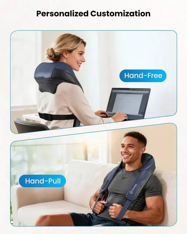 Alt view image 6 of 7 - 2026 Cordless Neck Massager with Heat, 4D Shiatsu Deep Tissue Kneading for Neck & Shoulders, Graphene Heating Massage Pillow, Portable & Rechargeable, FSA Eligible, Gift for Women