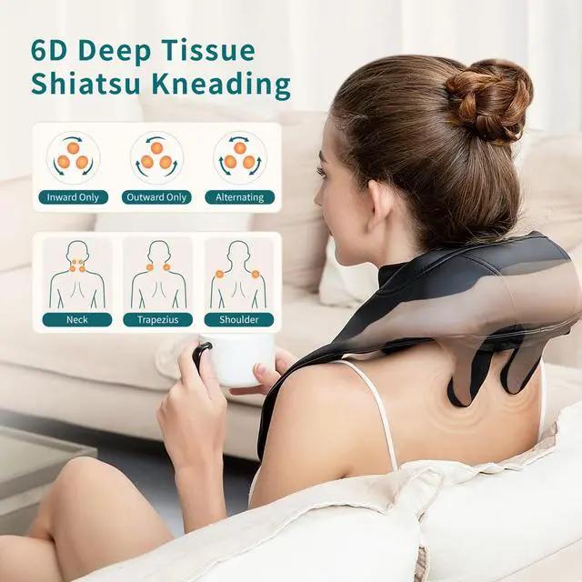 Alt view image 3 of 7 - 6D Neck Massager with Heat, Shiatsu Neck Massager for Pain Relief