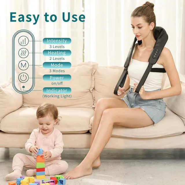 Alt view image 6 of 7 - 6D Neck Massager with Heat, Shiatsu Neck Massager for Pain Relief