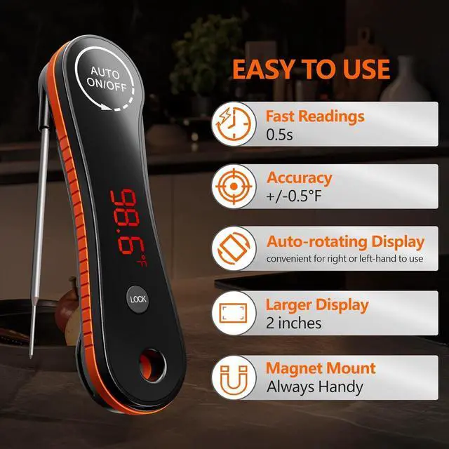 Alt view image 3 of 7 - 0.3s Instant Read Meat Thermometer IP67 Waterproof