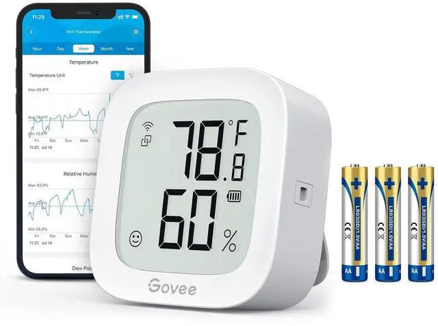 Main image of WiFi Thermometer Hygrometer H5103 with Electronic Ink Display | Temp and humidity monitor with alert, 2.4G WiFi & Bluetooth, 2-yr data export. For bedroom, wine cellar, basement