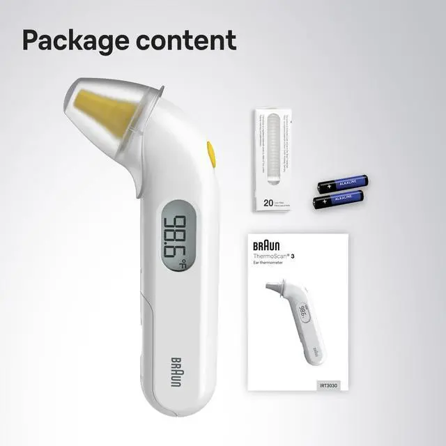 Alt view image 7 of 7 - ThermoScan 3 Ear Thermometer, Fast 1 Second Measurement, Audio Fever Indicator, Digital Display, Baby and Infant Friendly, No. 1 Brand Recommended by Pediatricians