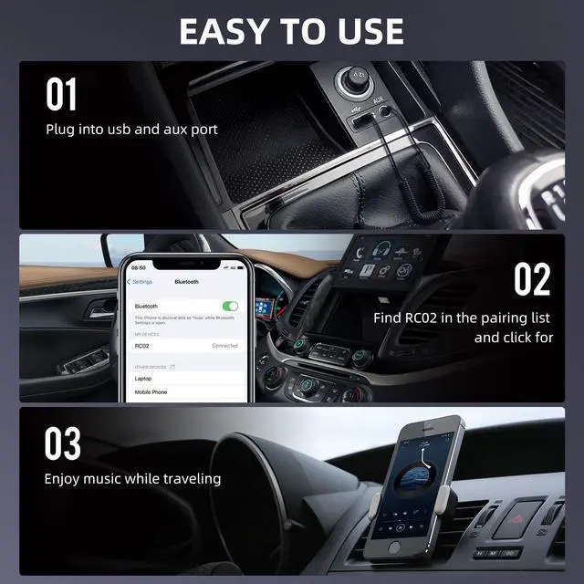 Alt view image 5 of 7 - Aux to Bluetooth Adapter, BT5.2, Hands-Free Calls for Car/Speaker