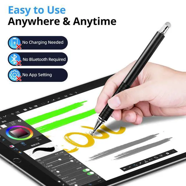 Alt view image 5 of 6 - Capacitive Stylus Pen (4Pack,2 in 1 Precision Series), Fibre Tips Universal Touch Screens Stylist, Fine Point Disc Touchscreen Pencil Compatible for iPhone/iPad/Android/Tablet