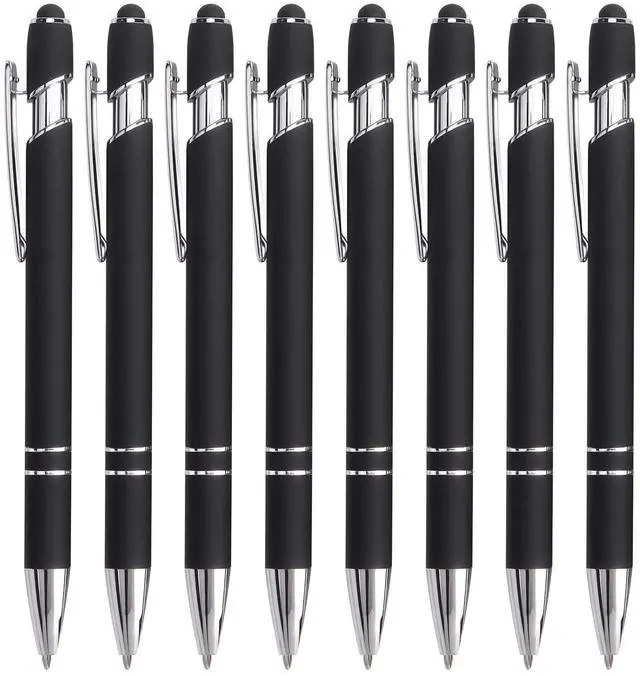Main image of 8 Pack Ballpoint Pen 2-in-1 Stylus, 1.0 mm Black Ink