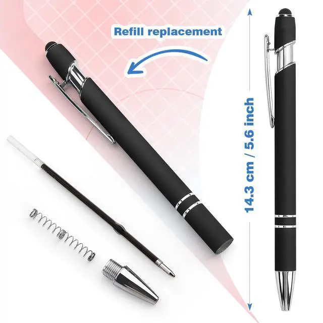 Alt view image 3 of 7 - 8 Pack Ballpoint Pen 2-in-1 Stylus, 1.0 mm Black Ink