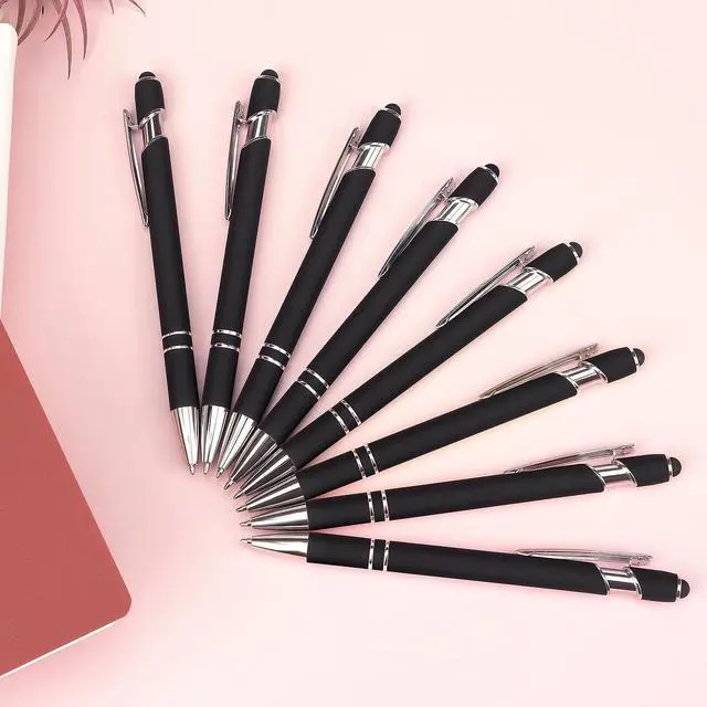 Alt view image 6 of 7 - 8 Pack Ballpoint Pen 2-in-1 Stylus, 1.0 mm Black Ink
