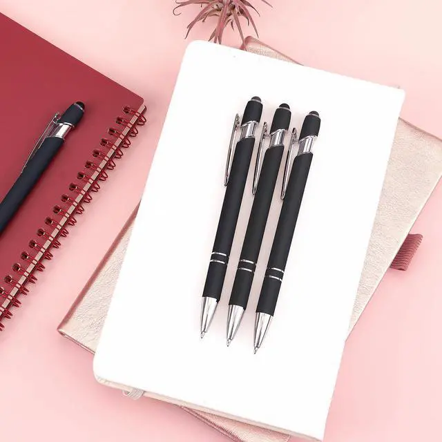 Alt view image 7 of 7 - 8 Pack Ballpoint Pen 2-in-1 Stylus, 1.0 mm Black Ink