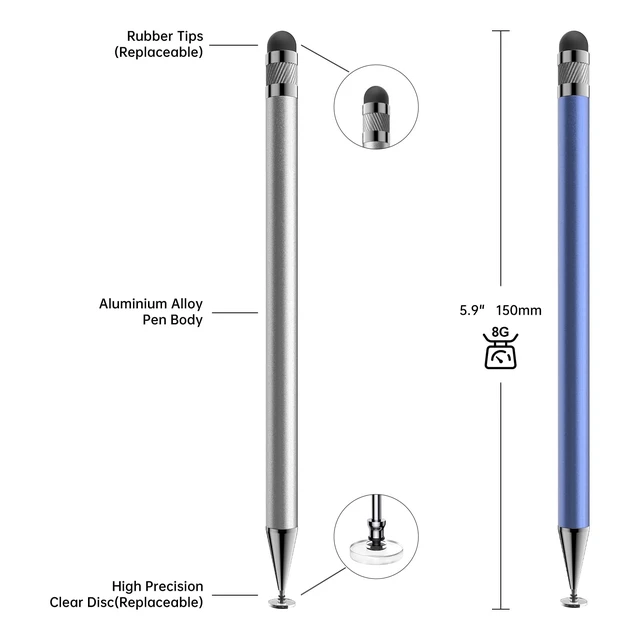 Alt view image 2 of 7 - Stylus(5 Pcs),2-in-1 Stylus Pen for Touchscreen,Stylus Pen | Metal Barrel,Suitable for Apple(iPhone/ipad)/Nintendo Switch/Samsung/Google/Microsoft/Android Tablets Touch Screen Devices