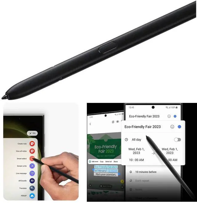Alt view image 3 of 4 - S Pen S23 Ultra (withBluetooth) Replacement for Samsung Galaxy S23 Ultra Stylus Pen (4096 Pressure Levels) + Replacement Tips/Nibs (Phantom Black)