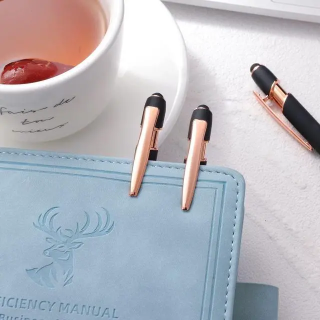 Alt view image 5 of 7 - 12 PCS 2 in 1 Stylus Ballpoint Pen with Stylus Tip, 1.0 mm Black Ink Metal Pen Stylus Pen for Touch Screens (Rose Gold & Black)